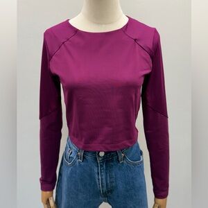 ASICS Purple Long Sleeve Crop Top Athletic Shirt Size S